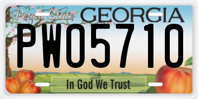GA license plate PWO5710