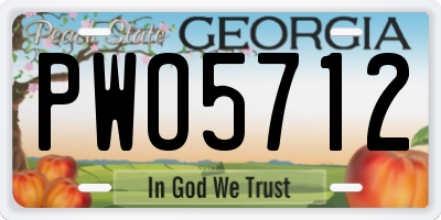 GA license plate PWO5712