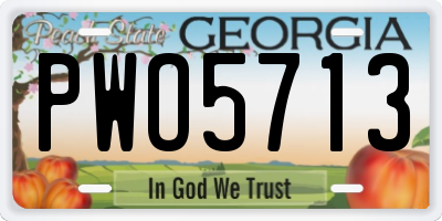 GA license plate PWO5713
