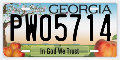 GA license plate PWO5714