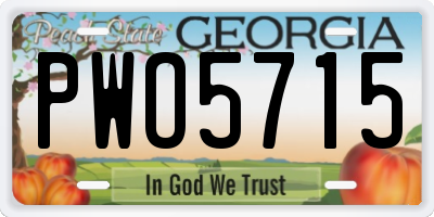 GA license plate PWO5715