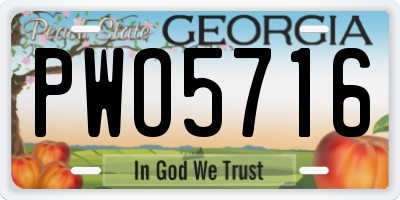 GA license plate PWO5716