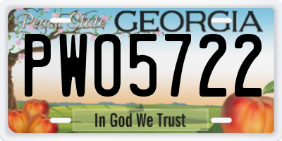 GA license plate PWO5722