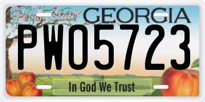 GA license plate PWO5723
