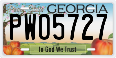 GA license plate PWO5727