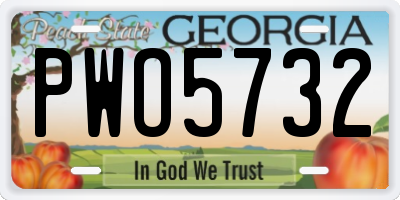 GA license plate PWO5732