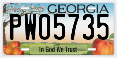 GA license plate PWO5735