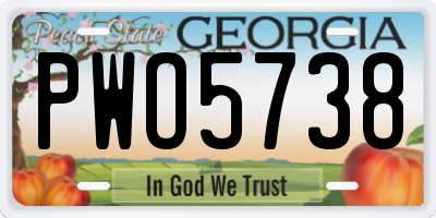 GA license plate PWO5738
