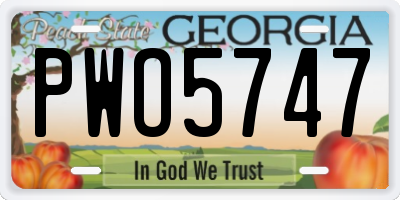GA license plate PWO5747