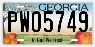 GA license plate PWO5749