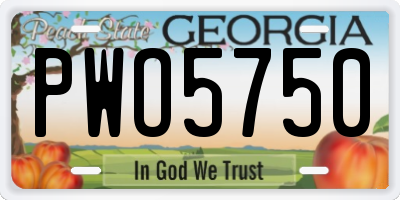 GA license plate PWO5750