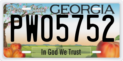 GA license plate PWO5752