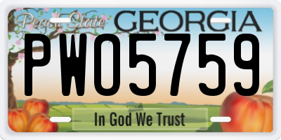 GA license plate PWO5759