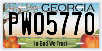GA license plate PWO5770