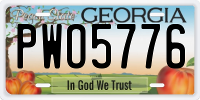 GA license plate PWO5776