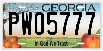 GA license plate PWO5777