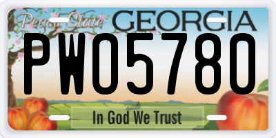 GA license plate PWO5780