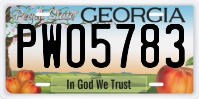 GA license plate PWO5783