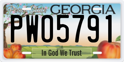 GA license plate PWO5791