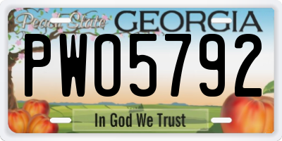 GA license plate PWO5792
