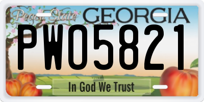 GA license plate PWO5821