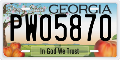 GA license plate PWO5870