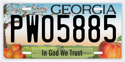 GA license plate PWO5885
