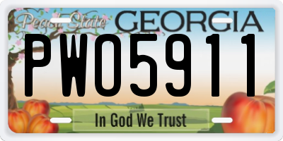 GA license plate PWO5911