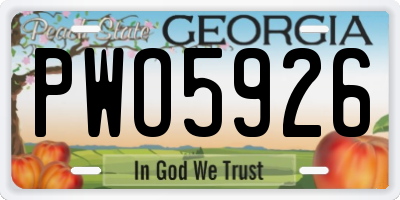 GA license plate PWO5926