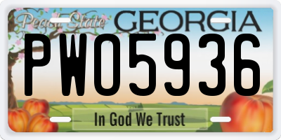 GA license plate PWO5936