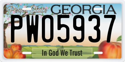 GA license plate PWO5937
