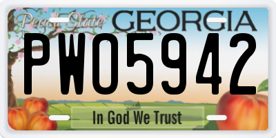 GA license plate PWO5942