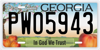 GA license plate PWO5943