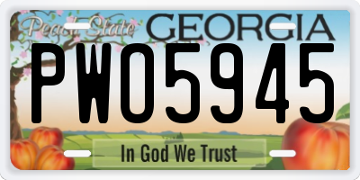 GA license plate PWO5945