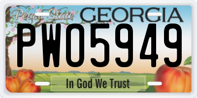 GA license plate PWO5949