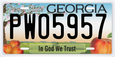 GA license plate PWO5957