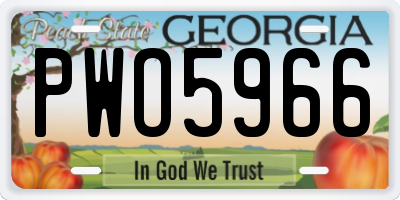 GA license plate PWO5966