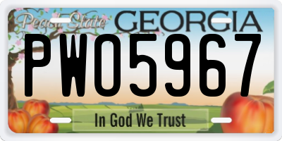 GA license plate PWO5967