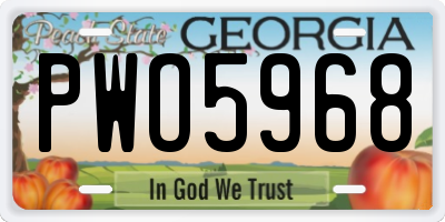 GA license plate PWO5968