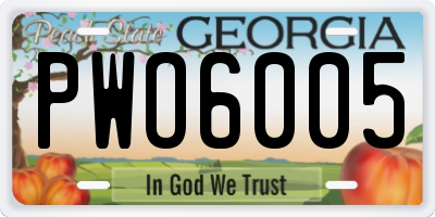 GA license plate PWO6005