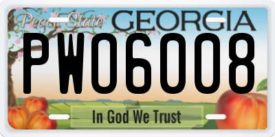 GA license plate PWO6008