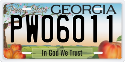 GA license plate PWO6011