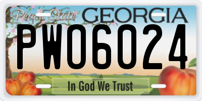 GA license plate PWO6024