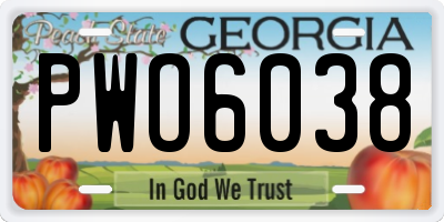 GA license plate PWO6038