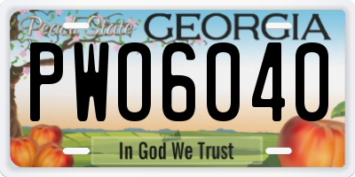 GA license plate PWO6040