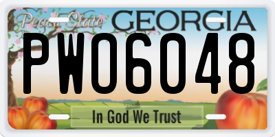 GA license plate PWO6048