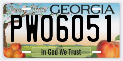 GA license plate PWO6051