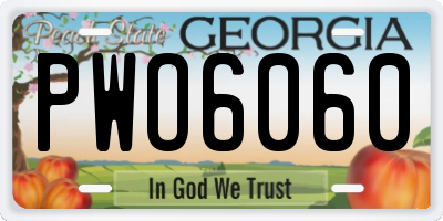 GA license plate PWO6060