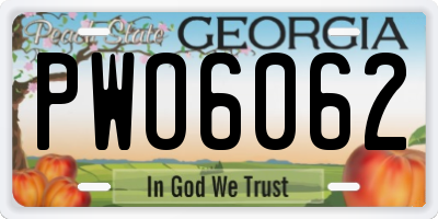 GA license plate PWO6062