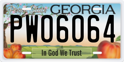 GA license plate PWO6064